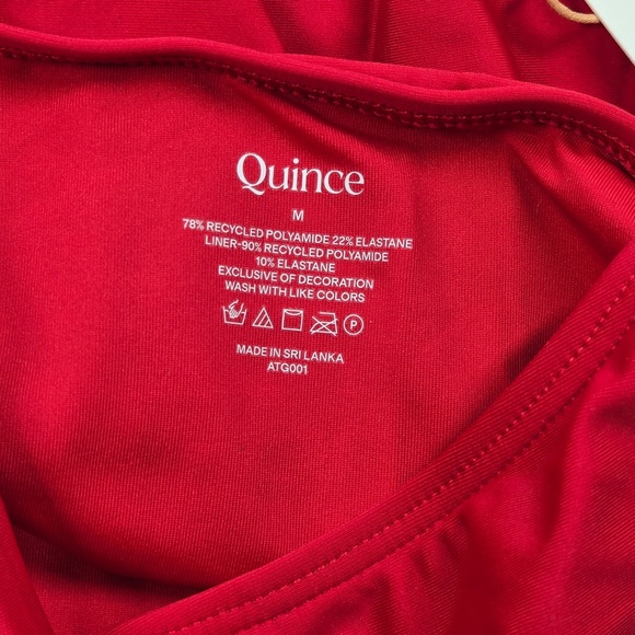 NWT QUINCE Italian Cami One-Piece Swimsuit Medium Cherry 4681 - Picture 8 of 10